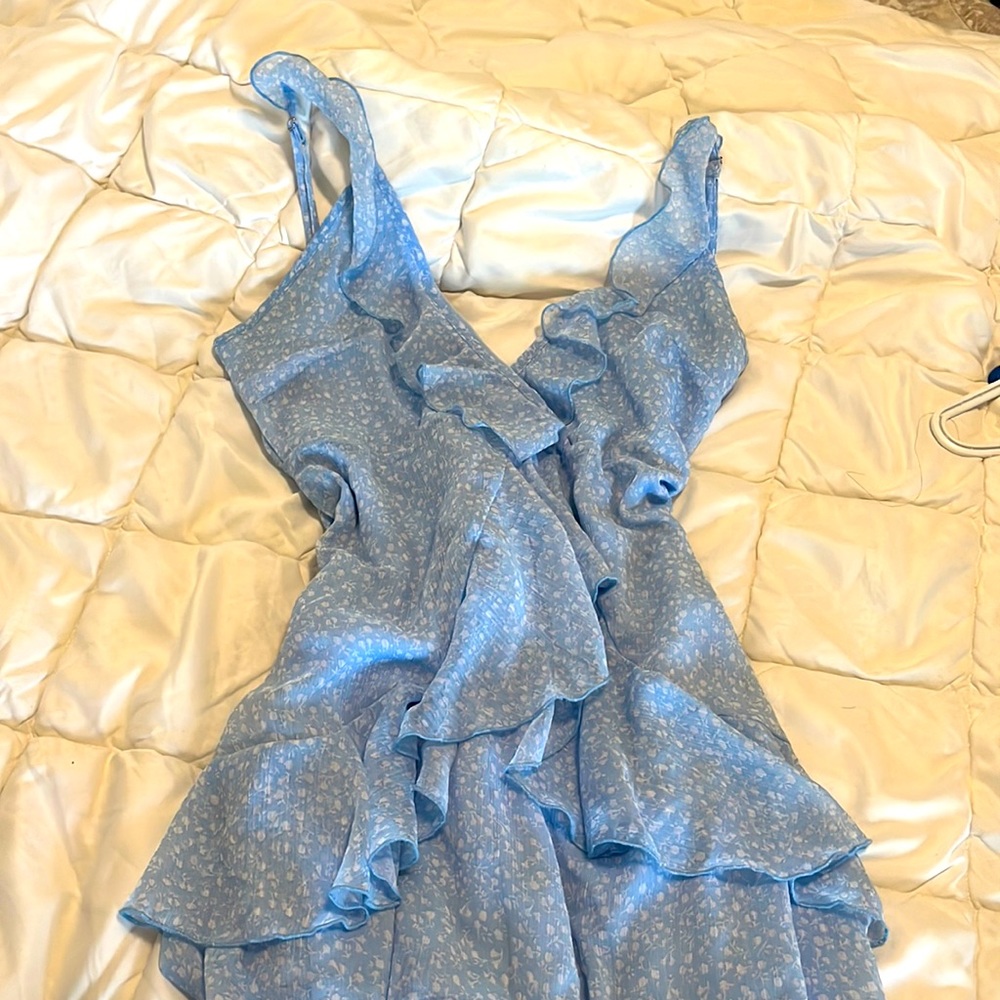 Blue and white flower summer dress